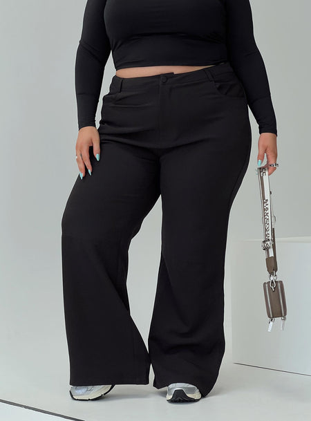 Princess Polly Curve  High rise pants  Zip & button fastening, four-pocket design, belt looped waist, straight leg  Non-stretch, unlined