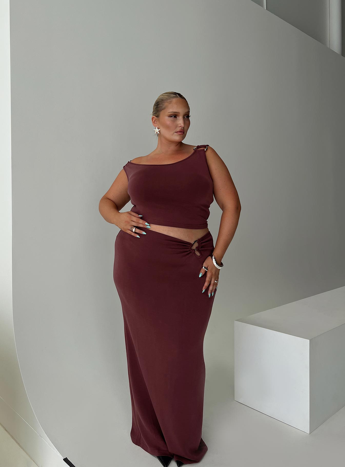 Whiley maxi skirt mauve curve