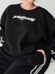 Princess Polly Crew Neck Sweatshirt Stripe Black / White Curve