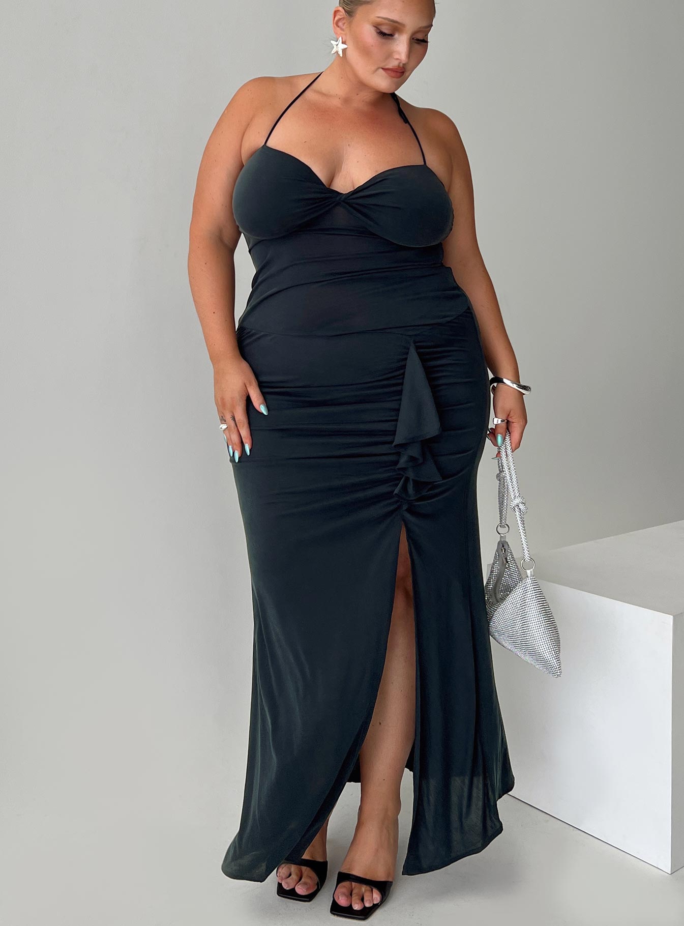 Destinations maxi dress navy curve