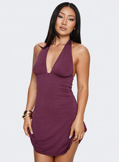 Tinisie Halter Mini Dress Currant