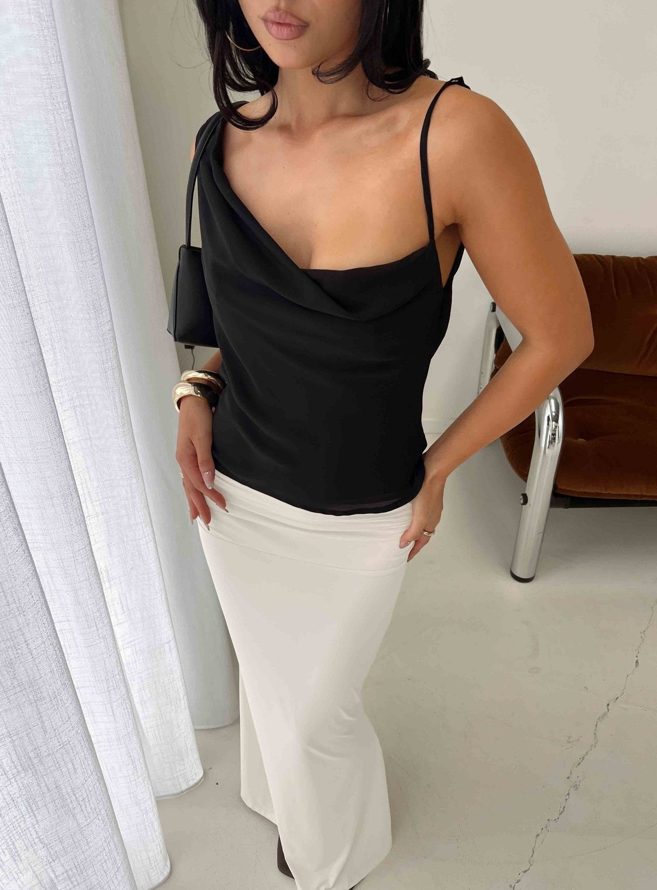 Winding Roads Layered Asymmetrical Top Black | Princess Polly