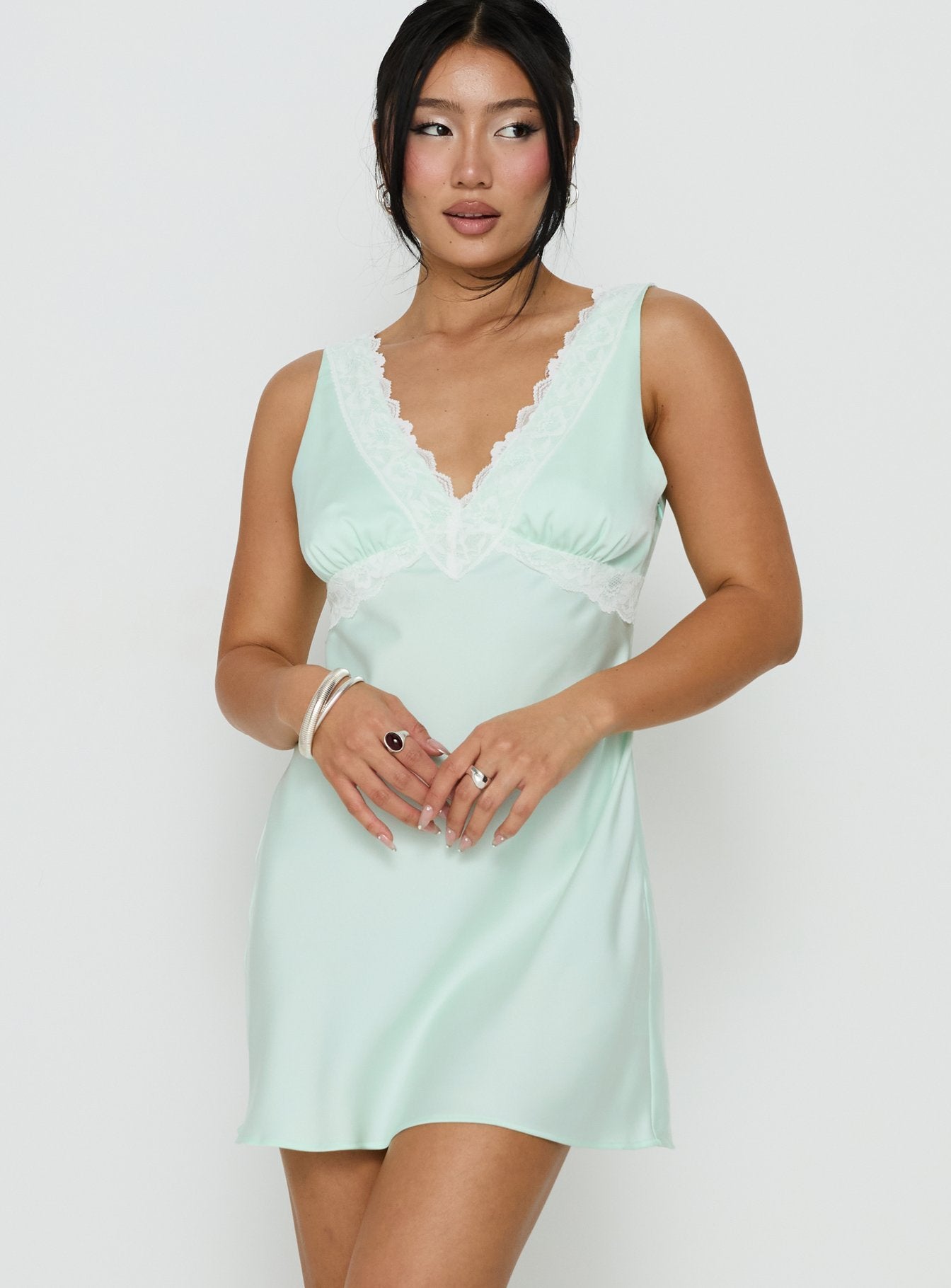 mint green lace cocktail dress Mint Green Lace Spaghetti Straps Prom Dresses Beautiful Long Evening D SELINADRESS
