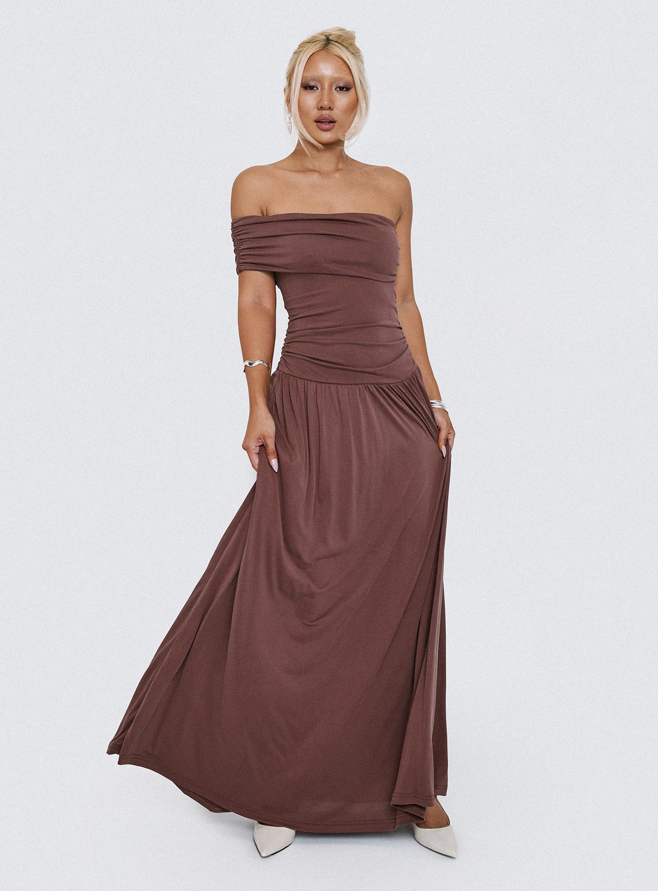 Decadence Strapless Maxi Dress Brown | Princess Polly Decadence Strapless Maxi Dress Brown | Princess Polly