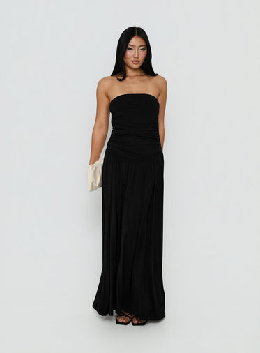 black strapless wedding guest dress Tea Length Wedding-Guest Black / 2 This sheath Black Wedding Guest Dresses |