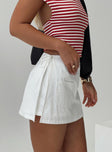 back view of model wearing Princess Polly Gigi Wrap Skort White High Waisted Shorts 