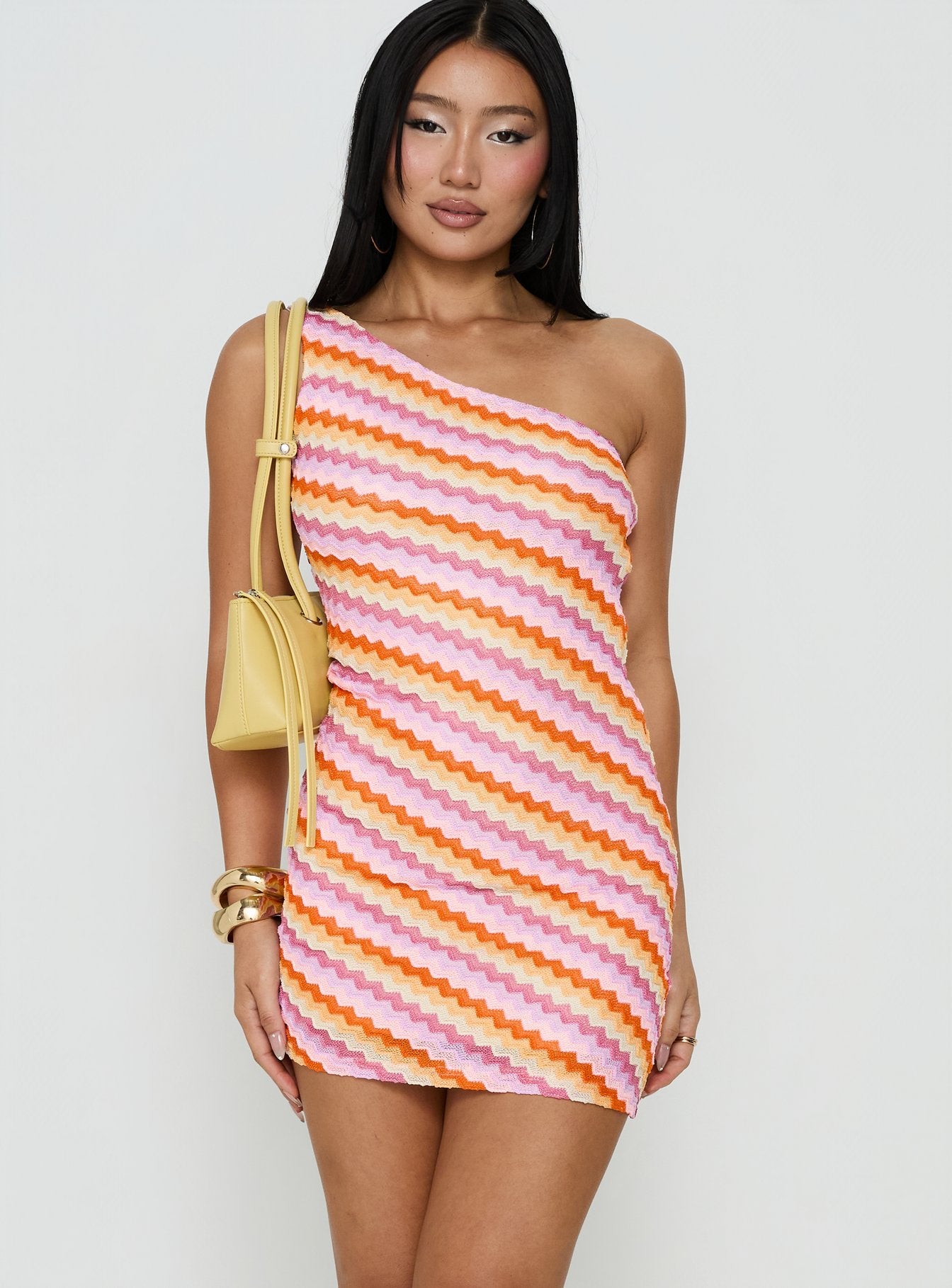 one shoulder stripe dress Striped One-Shoulder Slit Dress Always Elegant Bridal