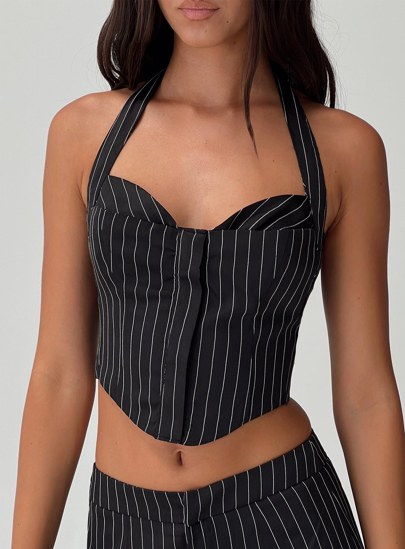 Kimia top black / white pinstripe