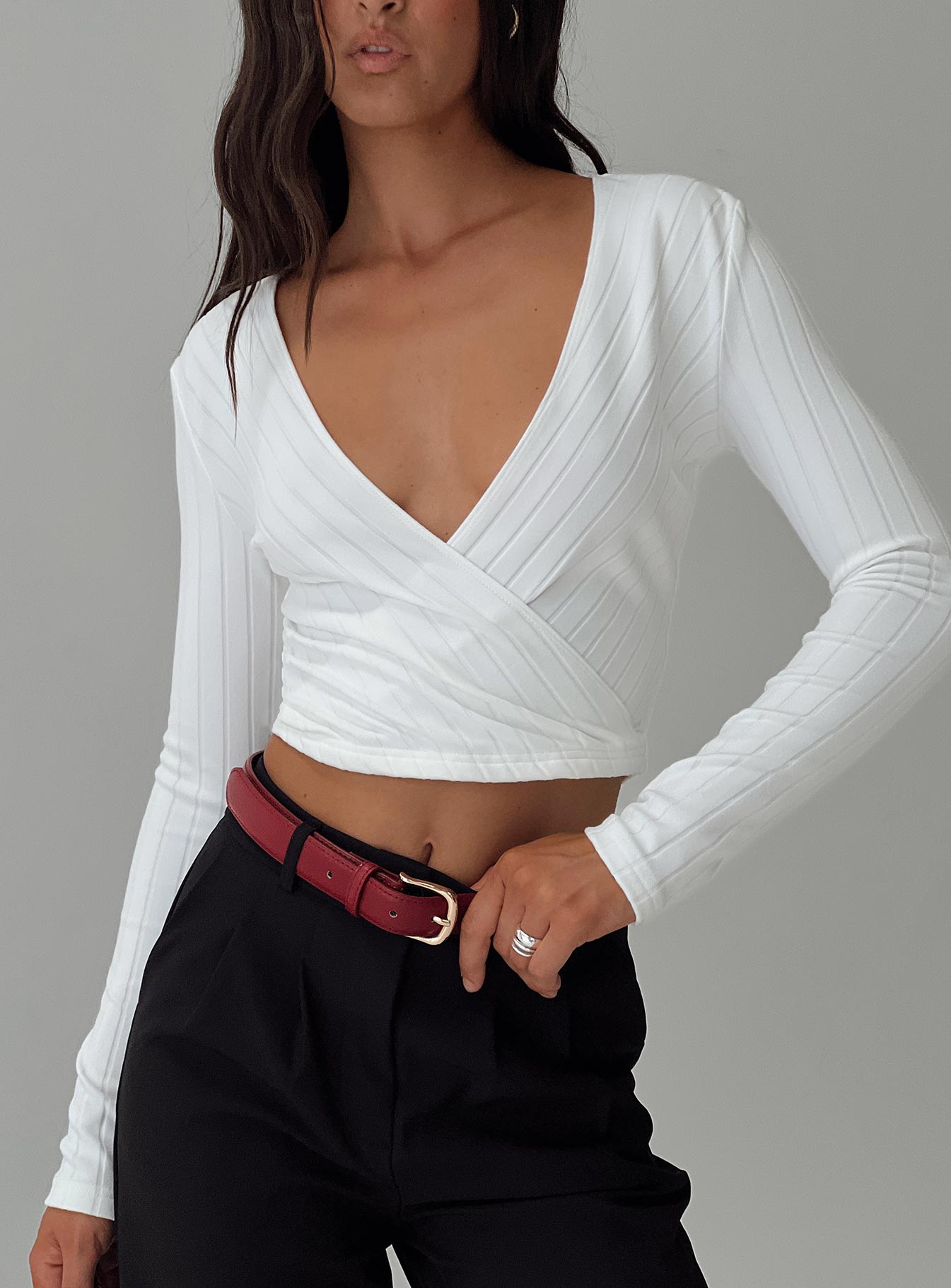 Cushien long sleeve top white