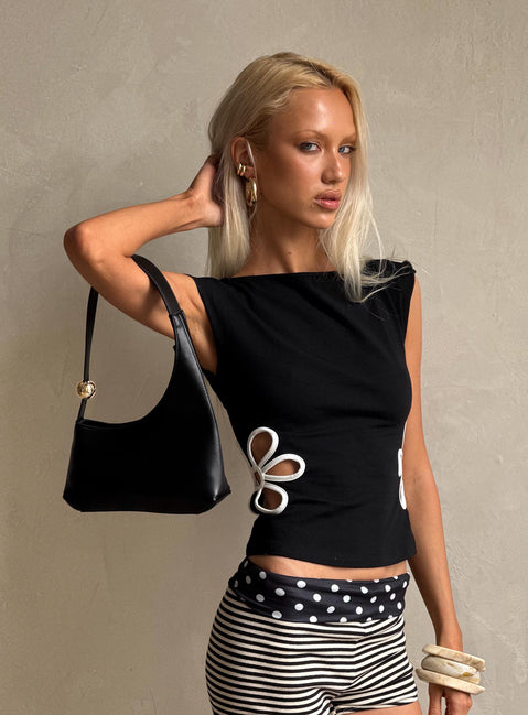 Currents Cut Out Detail Top Black