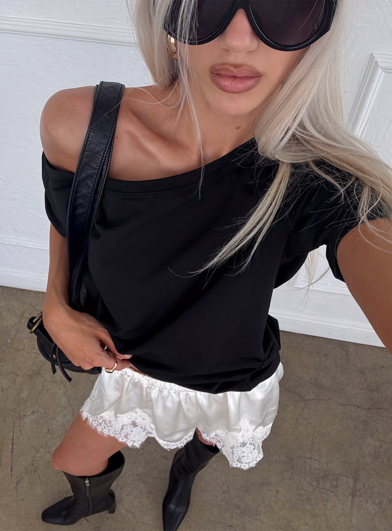 Icon Baby Off Shoulder Top Black | Princess Polly