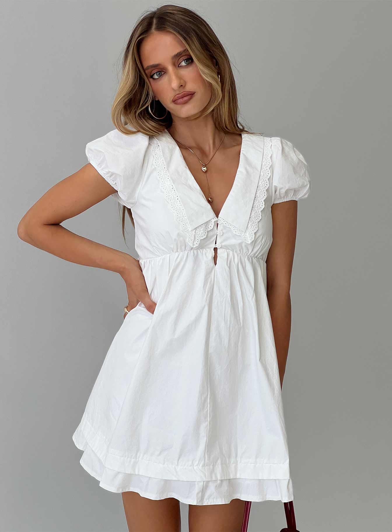 Sailoh Puff Sleeve Baby Doll Mini Dress White | Princess Polly Sailoh Puff Sleeve Baby Doll Mini Dress White | Princess Polly