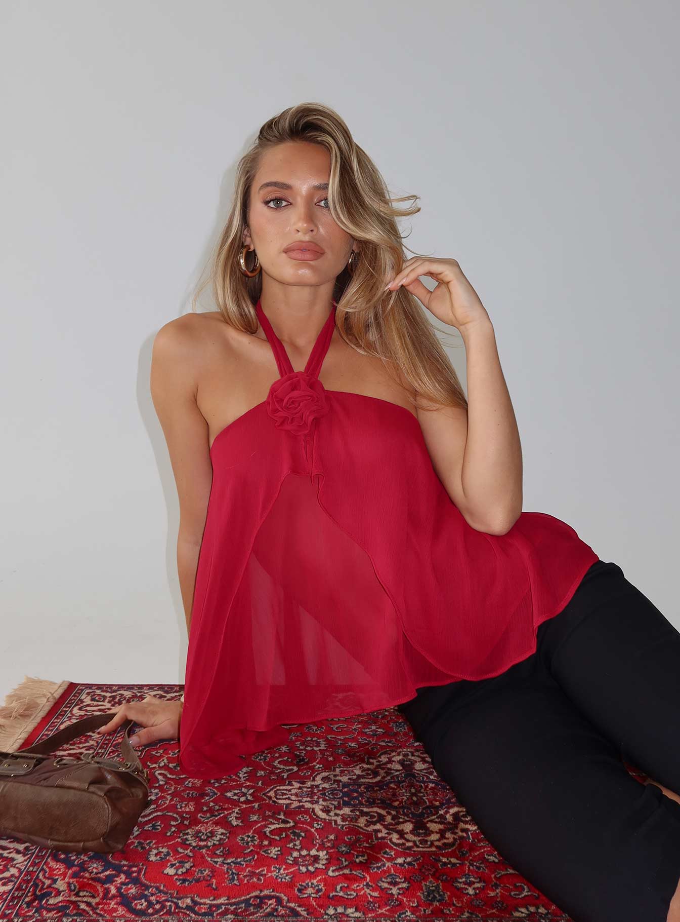 Zoanne Chiffon Layered Top Guava | Princess Polly