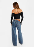 Front view of model wearing  front Princess Polly High Waisted  Jankins Baggy Jeans Mid Wash