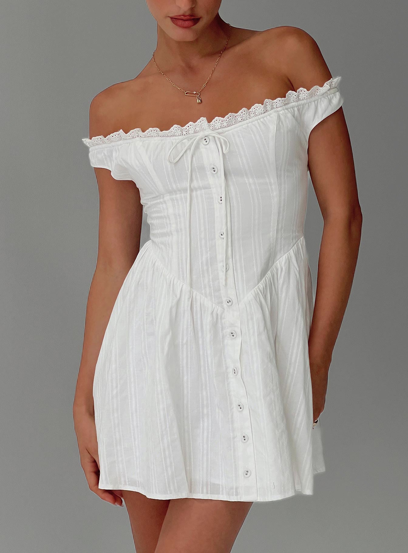 princess polly off the shoulder white mini dress Liberation Off The Shoulder Mini Dress L | XL | White | Womens