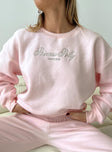 Princess Polly Crew Neck Sweatshirt Script Baby Pink / Grey Princess Polly  regular 