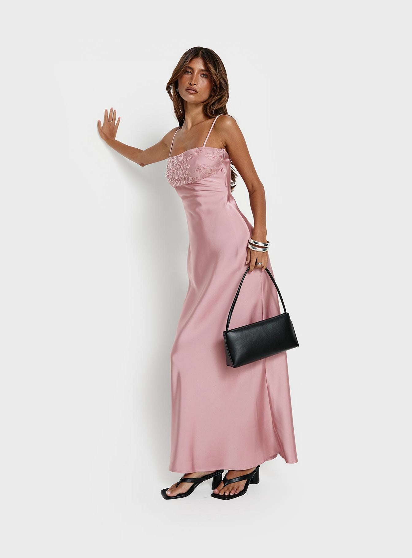 strapless open back dress Engracia Sequin Maxi Dress Pink