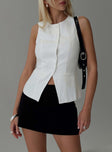 back view of model wearing Princess Polly Theodosia Top White Sleeveless Crew Neck 