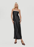 front view of model wearing Princess Polly Phillipa Strapless Maxi Dress Black Straight Neck 