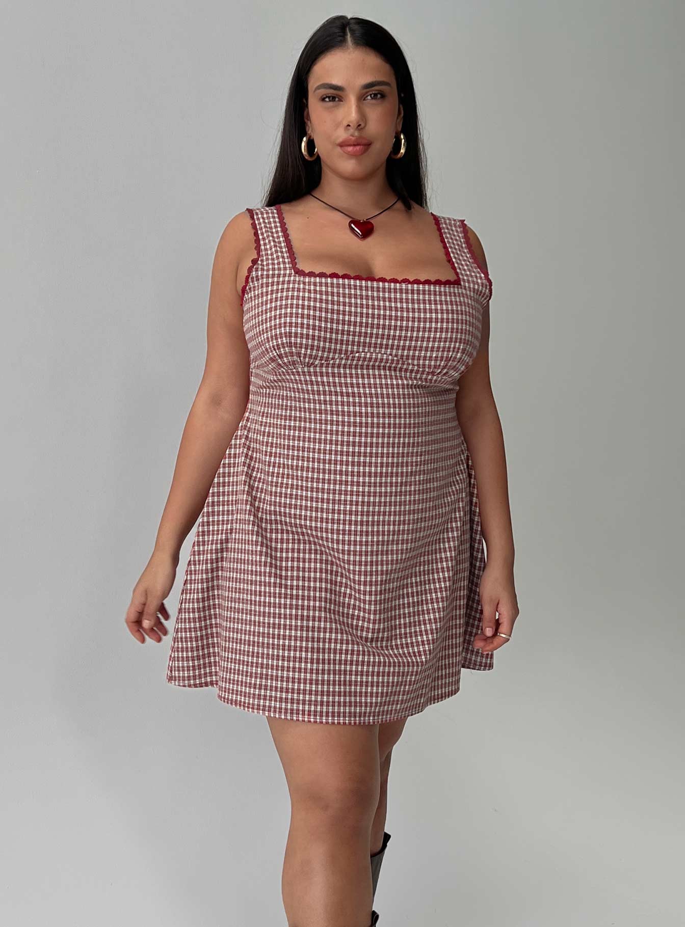 dasha mini dress red check Red Checkered Frocks Dasha Mini Dress Red Check Womens Princess Polly