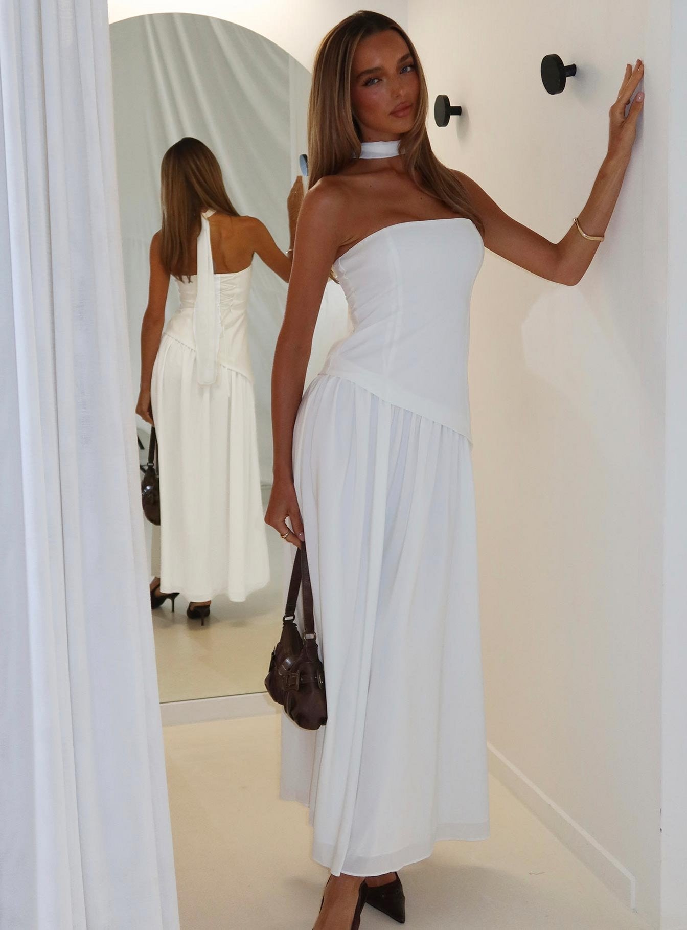 Odela Strapless Drop Waist Maxi Dress White | Princess Polly Odela Strapless Drop Waist Maxi Dress White | Princess Polly