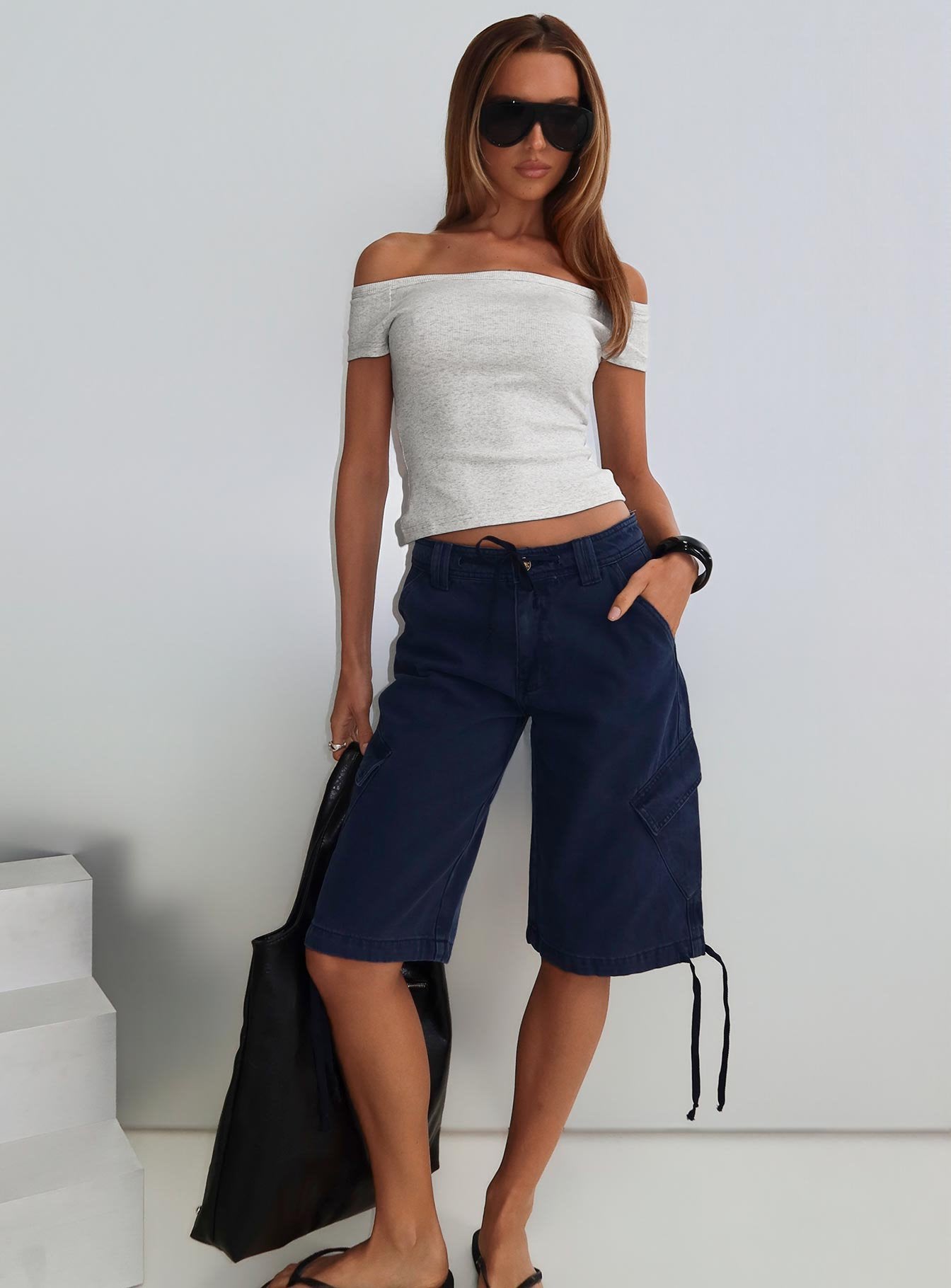 Apres Tie Waist Jorts Navy