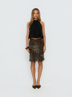 Aquaria Halter Linen Blend Top Black