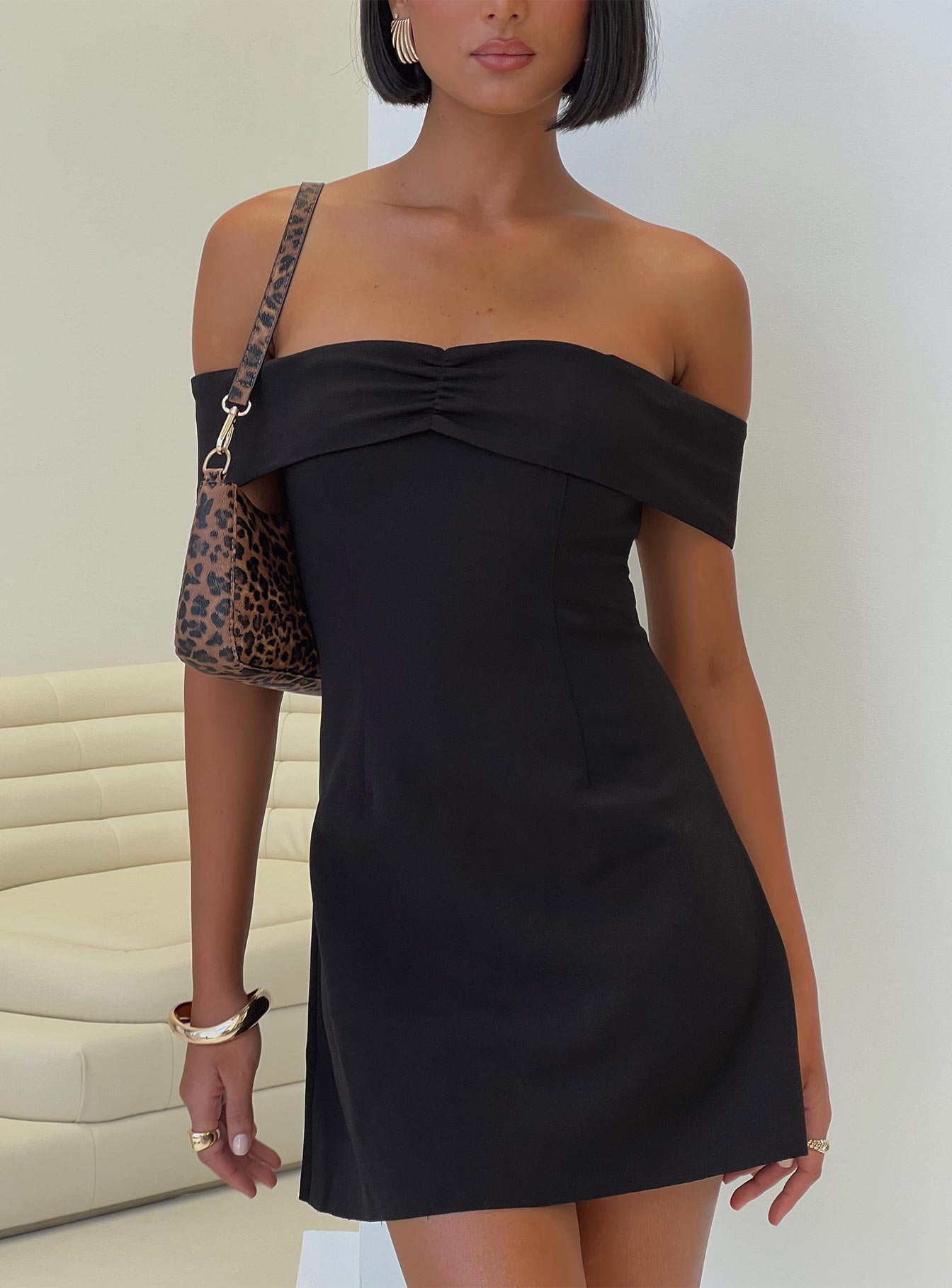 Lanes Off The Shoulder Mini Dress Black Tall | Princess Polly Lanes Off The Shoulder Mini Dress Black Tall | Princess Polly