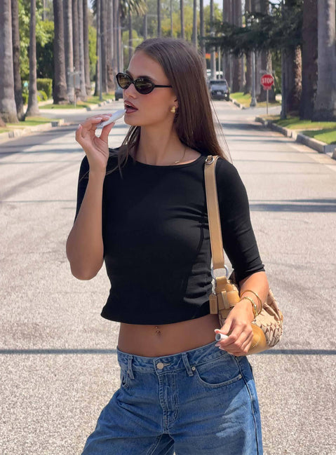 Elaia 3/4 Sleeve Top Black