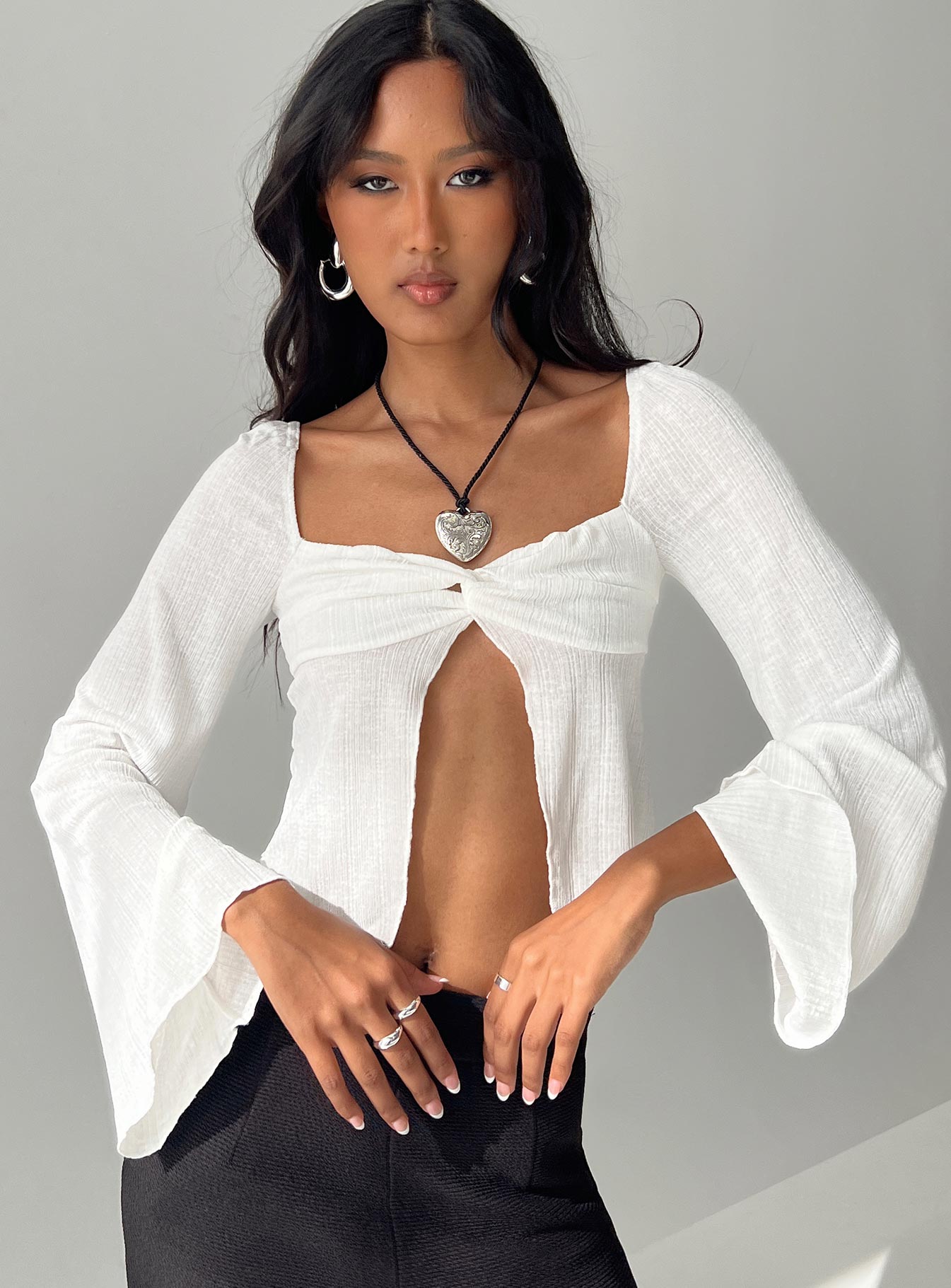 Mani top long sleeve white