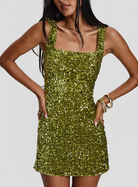 princess polly green sequin dress Princess Polly Women's Porscha Sequin Knit Minidress - Green