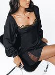 Floreto Long Sleeve Mini Dress Black