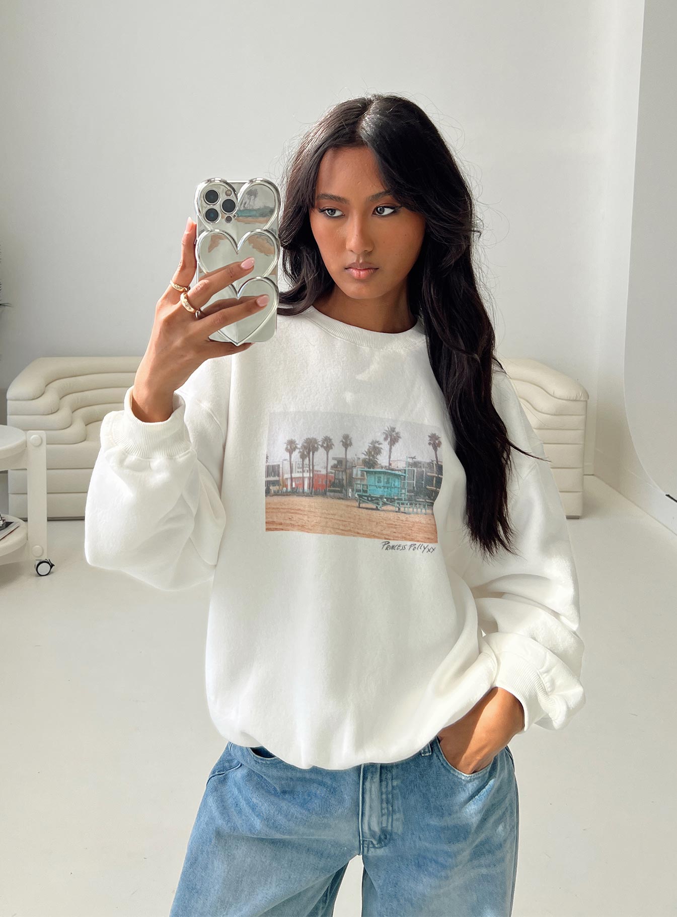 Beach crew neck sweatshirt clearance