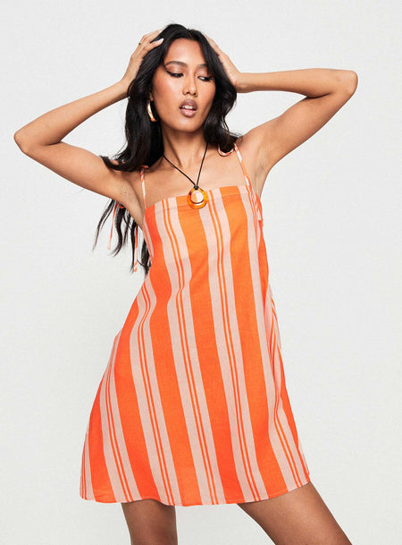Forever Classic Orange Multi Plaid Sleeveless Mini Dress