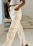 Aidane Cord Cargo Pants White