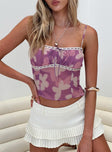 front view of model wearing Princess Polly No One Else Top Multi Sleeveless Square Neck 