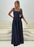 front view of model wearing Princess Polly Lorinda Maxi Dress Navy Square Neck 