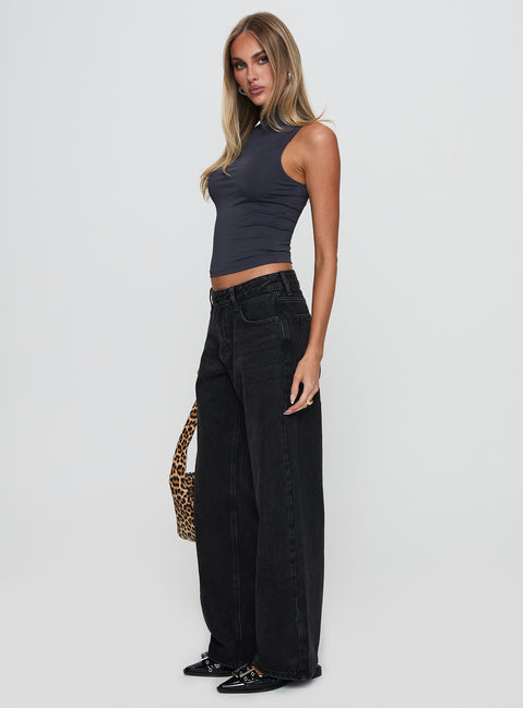Serenitia Mid Rise Relaxed Jeans Washed Black