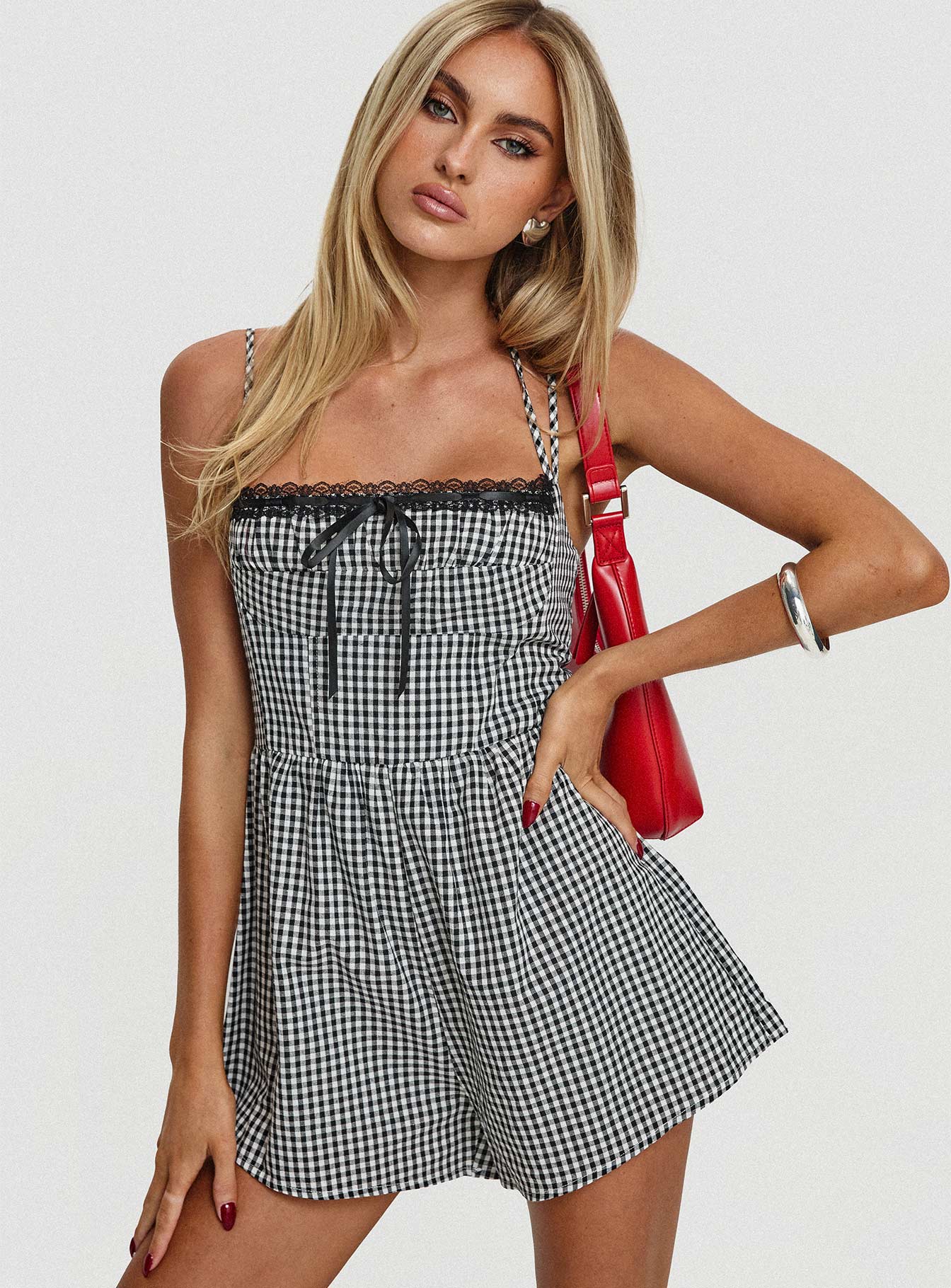 Trynia romper  black / white gingham