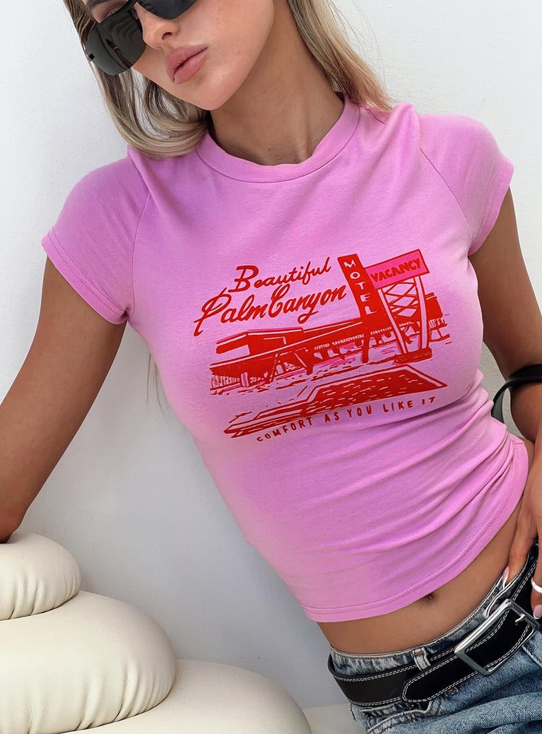 product Princess Polly Short Sleeves Crew Neck  Palm Canyon Tee Pink