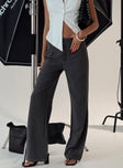 side view of model wearing Princess Polly Vacke Pants Grey Mid Rise 