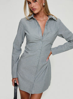 princess polly pinstripe dress Publicity Long Sleeve Mini Dress Blue Pinstripe