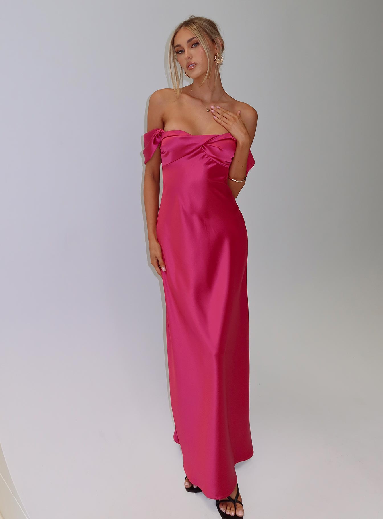 Live For You Off The Shoulder Maxi Dress Hot Pink | Princess Polly Live For You Off The Shoulder Maxi Dress Hot Pink | Princess Polly