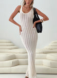 front view of model wearing Princess Polly Fransson Maxi Dress Cream Scoop Neck 