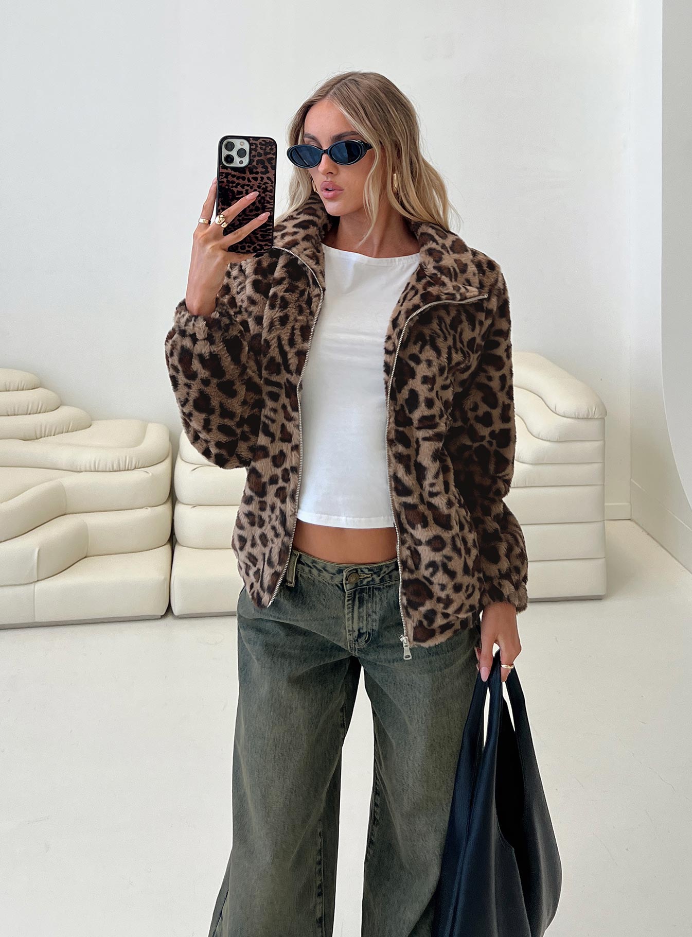 Caine Faux Fur Jacket Leopard | Princess Polly