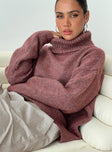 Oswin Turtleneck Sweater Burgundy Princess Polly  regular 
