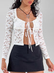 Artimus Long Sleeve Lace Top White