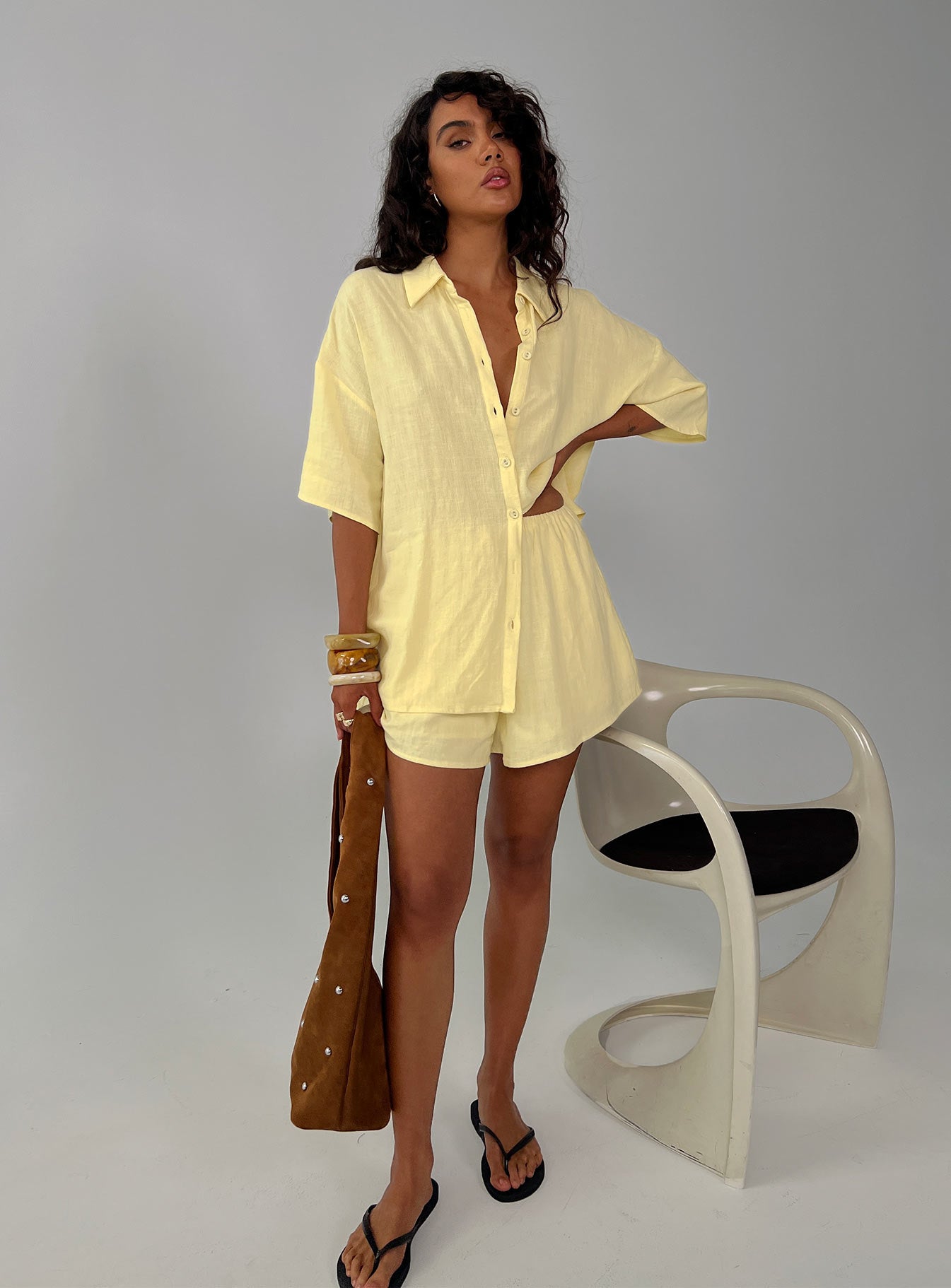 Peni Drawstring Linen Shorts Yellow | Princess Polly Peni Drawstring Linen Shorts Yellow | Princess Polly