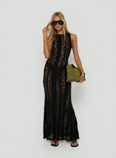 princess polly long black dress Princess Polly sweetheart neck cap sleeve ribbed knit bodycon maxi dress in  black