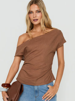 Seasons Change Relaxed Off Shoulder Top Mocha